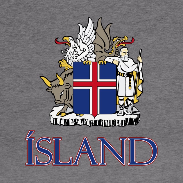 Iceland - Coat of Arms Design (Icelandic Text) by Naves